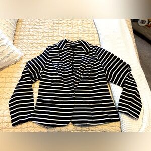 LANE BRYANT Size 16 Black & White Striped Blazer/Jacket - EXCELLENT CONDITION